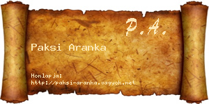 Paksi Aranka névjegykártya